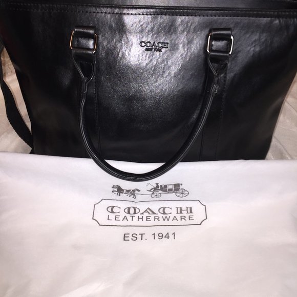 Coach Black Leather Messenger Bag - Picture 6 of 8